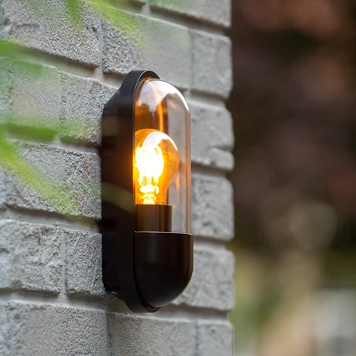 Lucide CAPSULE - Applique murale Intérieur/Extérieur - 1xE27 - IP54 - Noir - ambiance 1